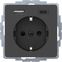 Gniazdo SCHUKO z ładowarką USB A+C 2.4/3.0 A