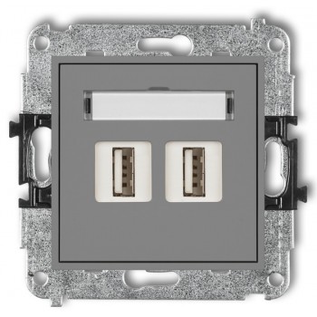 Gniazdo z USB podwójne MINI Karlik szary mat
