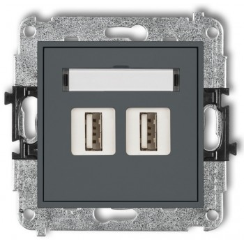Gniazdo z USB podwójne MINI Karlik grafit mat