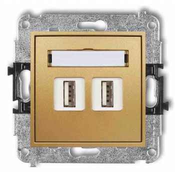 Gniazdo z USB podwójne MINI Karlik złoty