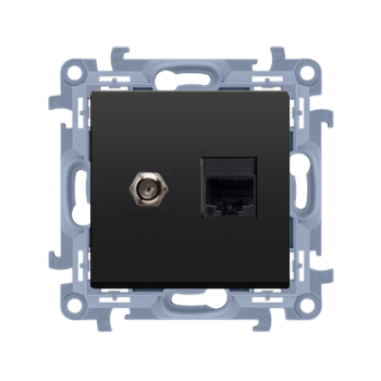 Gniazdo antenowe typu „F” + komputerowe RJ45 Simon 10