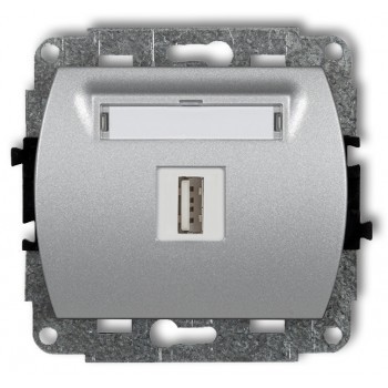 Gniazdo z USB Trend Karlik srebrny metalik