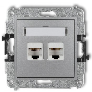Gniazdo komputerowe podwójne UAE MINI Karlik srebrny metalik