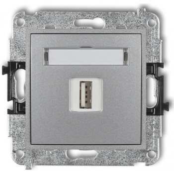 Gniazdo z USB MINI Karlik srebrny metalik