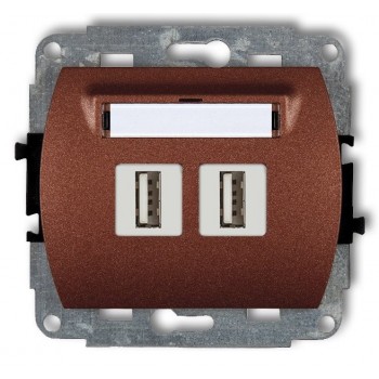 Gniazdo z USB podwójne Trend Karlik brązowy metalik